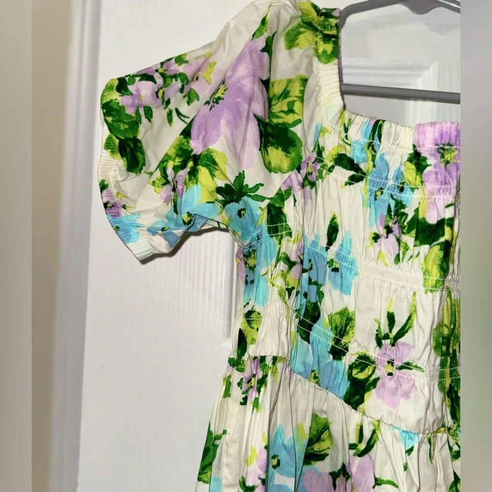 Old Navy Girls Floral Puff Sleeve Smocked Dress Size L 10/12